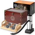 BOURBON&BARREL Cocktail Smoker Kit | Crafted with Walnut Wood | Whiskey Smoker Kit with Instant Smoker, Smoking Box, Food Tray and 4 Varieties of Wood Chips | Old Fashioned Smoker [Cherry Stain]