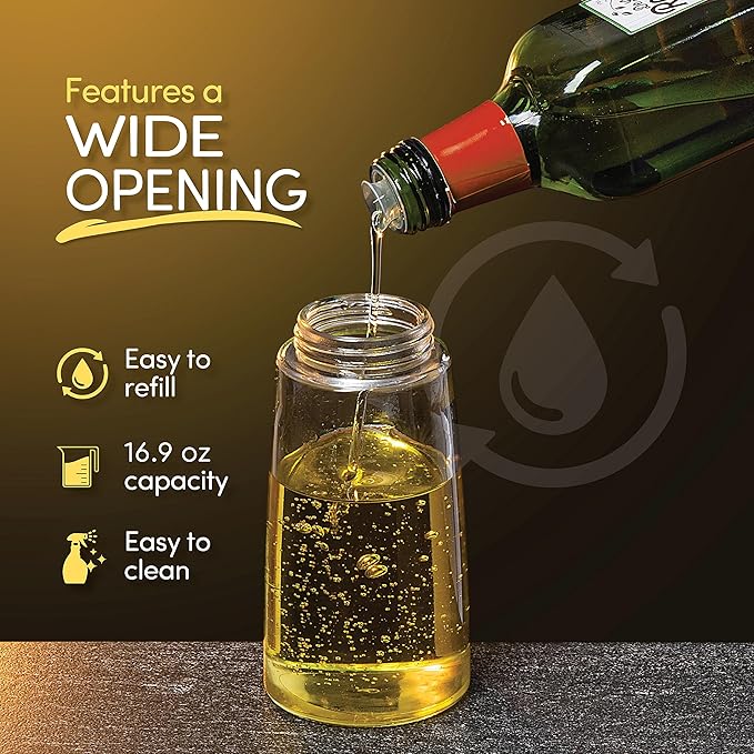 Belwares Olive Oil Dispenser Bottle with Pump - Oil Dispenser for Kitchen, Glass Oil and Vinegar Dispenser Set, Measured Cruet for Cooking - Ideal Oil Bottles for Kitchen Gadgets & Gifts, 2 Pack
