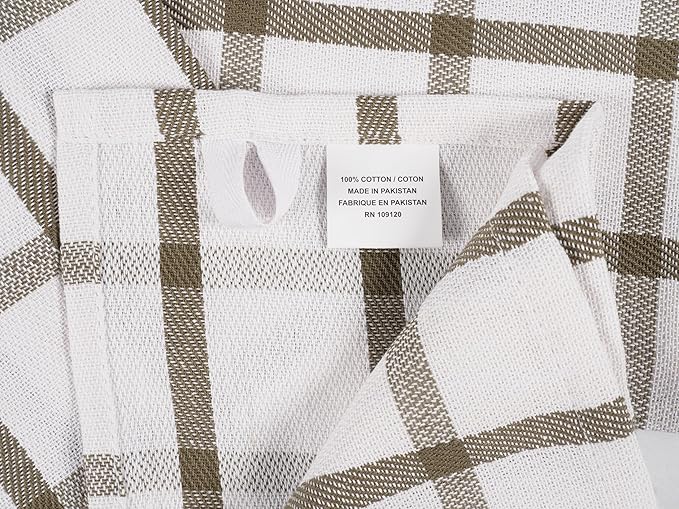 KAF Home Premium Kitchen Towels (18" x 28"), Large 100% Cotton, Flat & Terry Absorbent Dish Towel Set (Olive, 18 x 28-6 Pack)