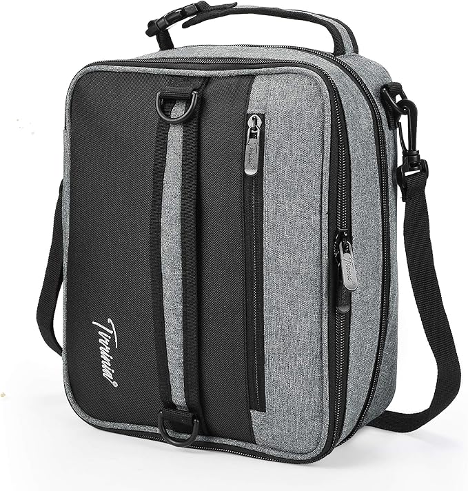 Tirrinia Expandable Insulated Lunch Bag for Men Women – Leakproof Reusable Cooler LunchBox for Kids & Adults with Shoulder Strap, Perfect for Work, School, Office, Travel,Dark Grey