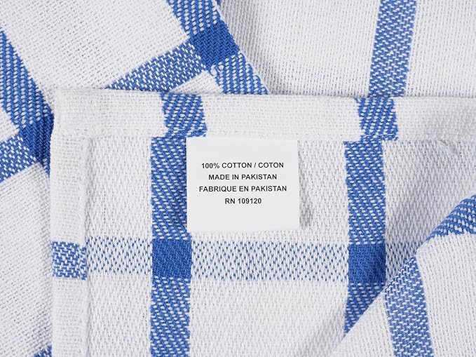 KAF Home Premium Kitchen Towels (18" x 28"), Large 100% Cotton, Flat & Terry Absorbent Dish Towel Set (Blue, 18 x 28-6 Pack)