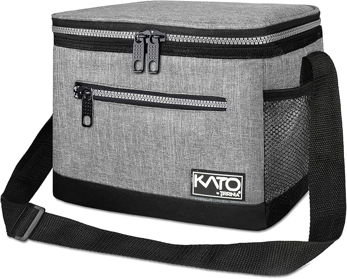 Tirrinia Insulated Lunch Box for Men/Women, Leakproof Lunch Bag for School Work, Large Lunch Tote Kids Boys Girls Student Back to School, Soft Cooler Office Picnic Beach Camping for Adults,Light Grey