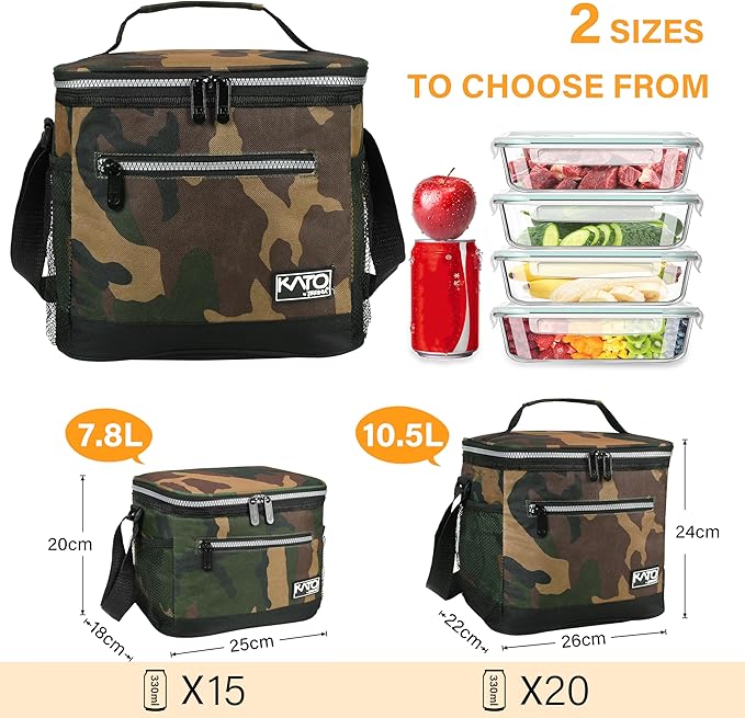 Tirrinia Insulated Lunch Box for Men/Women, Leakproof Lunch Bag for School Work, Large Lunch Tote Kids Boys Girls Back to School, Soft Reusable Cooler Office Picnic Beach Camping with Shoulder Strap