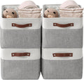 DECOMOMO Storage Baskets for Shelves - Fabric Storage Bins, Linen Closet Organizers and Storage (Grey & White, Large - 4 Pack)