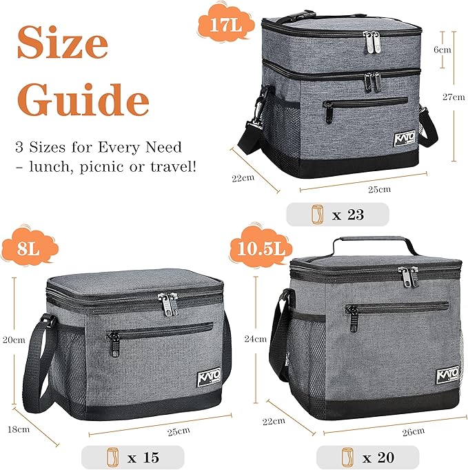 Tirrinia Large Insulated Lunch Bag for Men and Women, Adult Double-Layer Leakproof Reusable Grocery Bag, Office, Travel, Work Lunch Cooler Tote