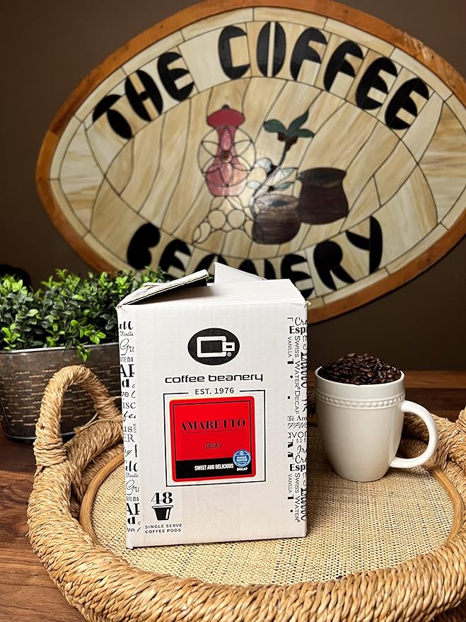Amaretto Decaf Coffee Pods by Coffee Beanery | 96ct Bulk Medium Roast Arbica Coffee