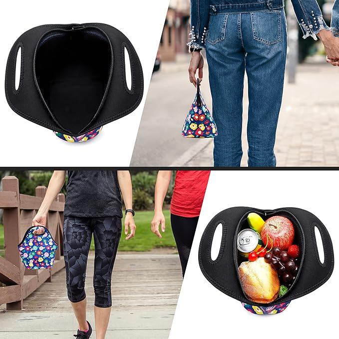 Neoprene Lunch Bag for Women Insulated Lunch Tote Bags Washable Lunch Container Box for Work Picnic Lightweight Meal Prep Bags for Men