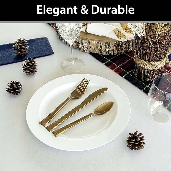 Lillian Tablesettings Premium Quality 10.25 inch Heavyweight Plastic Plates China Like, Wedding and Party Dinnerware Plastic Plates, White Pearl - Value Pack 120 Count