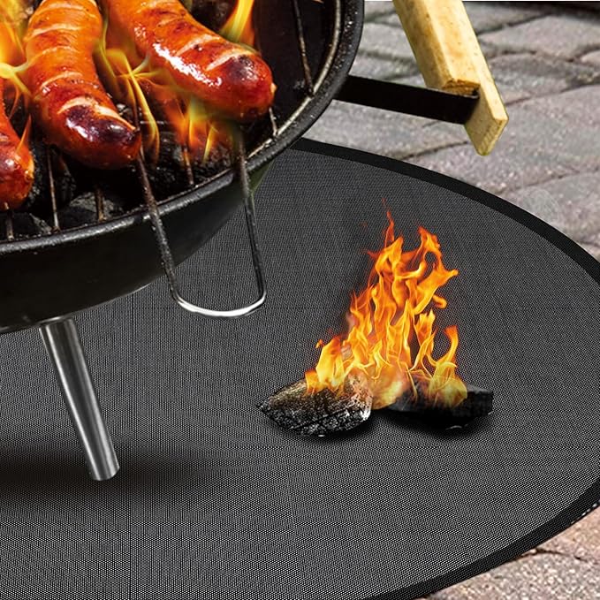 Fire Pit Mat 24'', Fireproof Mat, Deck Protector, Fire Pit Accessories, Burn Barrel, Under Grill Mat, BBQ Mat, Patio Shield, Fire Retardant Base Pad for Outdoors