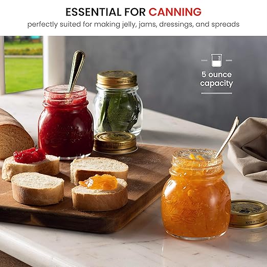 Bormioli Rocco Quattro Stagioni Small Glass Mason Jars 5 Ounce Mini Jars (6-Pack) with Metal Airtight Lid, For Jam, Jelly, baby food, Crafts, Spices, Dry Food Storage, Wedding favors, Decorating Jar