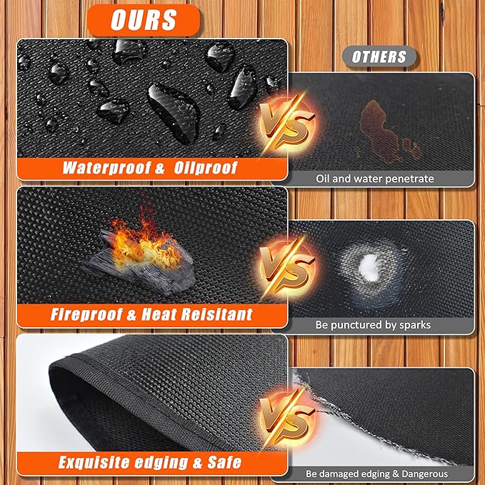 Round Fire Pit Mats for Under Fire Pit Compatible with Solo Stove Bonfire Accessories Compatible with Solo Stove, 3-Layer Grill Matt for Outdoor Grill Deck Protector, 53in