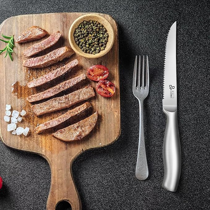 DDF iohEF Steak Knife Set, 6 Piece Steak Knife, High Carbon Japanese Stainless Steel Serrated Steak Knives