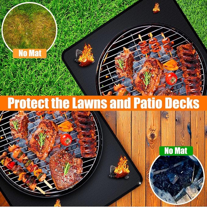 48 x 30 inch Under Grill Mats for Outdoor Grill,Double-Sided Fireproof for Lawn,Gas Grills,Deck,Patio and Smokers,Fire Pit Mat,Fireplace Mat,Waterproof,Oil-Proof and Non-Slip BBQ mat