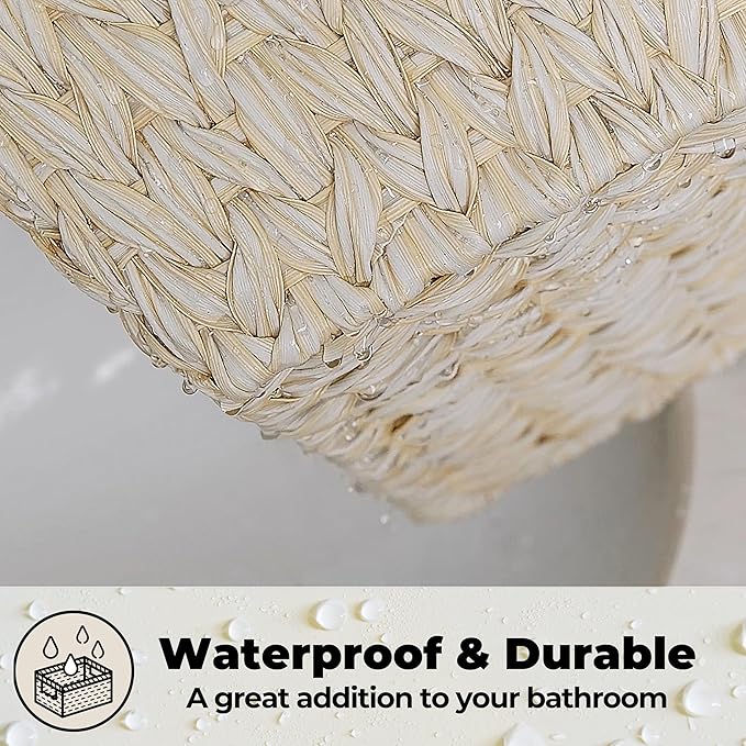 GRANNY SAYS 2-Pack Wicker Storage Baskets, Storage Baskets for Shelves, Trapezoid Wicker Baskets with Handles, Waterproof Woven Baskets for Organizing, Butter Milk