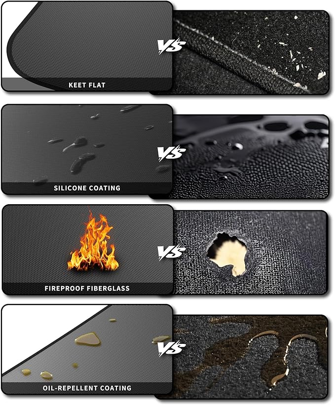 Large 76 * 52" BBQ mat for Under Grill,Double-Sided Silicone Grill mat for Outdoor Grill Deck Protector, Indoor Fireplace Mat/Fire Pit Mat (76 * 52")
