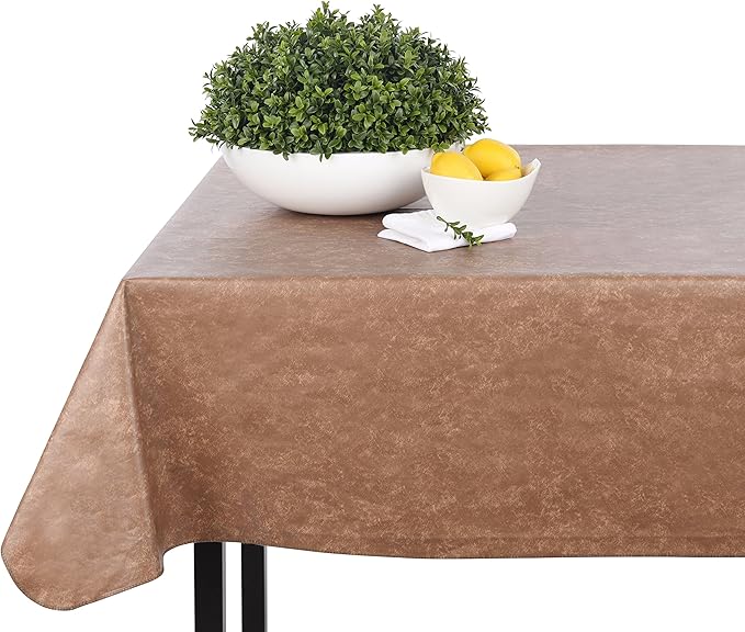 Yourtablecloth Heavy Duty Vinyl Rectangle or Square Tablecloth – 6 Gauge Heavy Duty Tablecloth – Flannel Backed – Wipeable Tablecloth with Vivid Colors & Many Sizes 52 x 90 Ruby Red