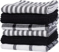 KAF Home Premium Kitchen Towels (18" x 28"), Large 100% Cotton, Flat & Terry Absorbent Dish Towel Set (Black, 18 x 28-6 Pack)