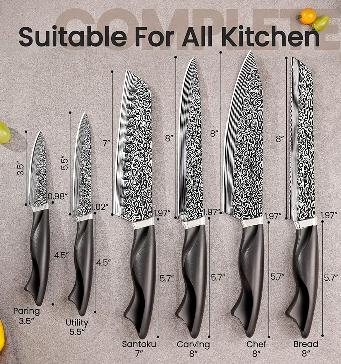 Knife Set, 15 Pieces Kitchen Knife Set with Built in Sharpener, High Carbon German Stainless Steel Knife Block Set, Dishwasher Safe
