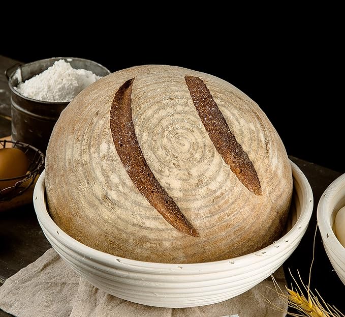 9 inch Round Banneton Bread Proofing Basket Liner SUGUS HOUSE Brotform Dough Rising Baking Bowl Dough Gifts for Bakers Proving Baskets for Sourdough