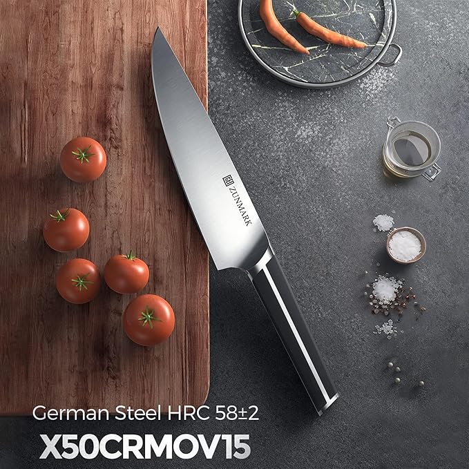 Kitchen Knife Set, 14 PCS Knife Sets for Kitchen with Block, X50CrMoV15 High Carbon German Steel Knife Set with 6X Serrated Steak Knife, Heavy