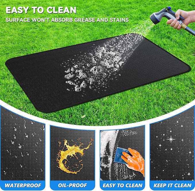 48 x 30 inch Under Grill Mats for Outdoor Grill, Double-Sided Fireproof Deck Patio Protector Mat, Waterproof Oil-Proof BBQ Floor Pad Indoor Fire Pit Fireplace Mat