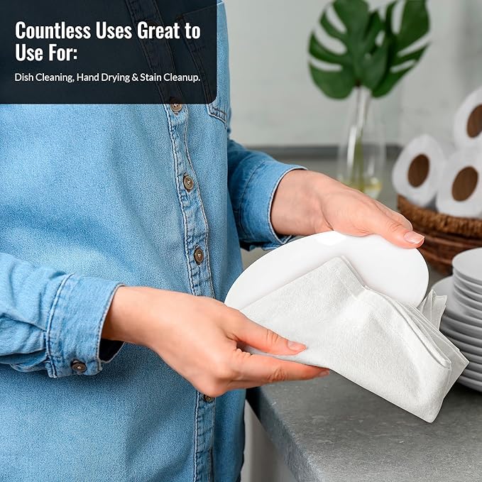 ROYALE LINENS Flour Sack Dish Towels - Kitchen Towel - Super Absorbent Flour Sack -100% Ring Spun Cotton -Tea Towels - for Embroidery, Cloth Diapers, Cheese Strainers (White - 33" X 38" Pack of 6)