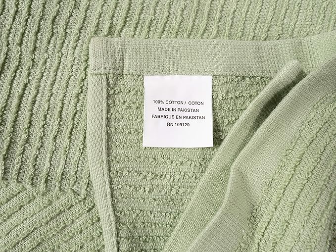 KAF Home Premium Kitchen Towels (18" x 28"), Large 100% Cotton, Flat & Terry Absorbent Dish Towel Set (Sage, 18 x 28-6 Pack)