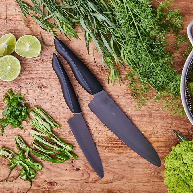 Kyocera Innovation Series 4Piece Ceramic Knife Set, Black Blade, Black Handle