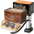 BOURBON&BARREL Cocktail Smoker Kit | Crafted with Walnut Wood | Whiskey Smoker Kit with Instant Smoker, Smoking Box, Food Tray and 4 Varieties of Wood Chips | Old Fashioned Drink Smoker [Walnut]