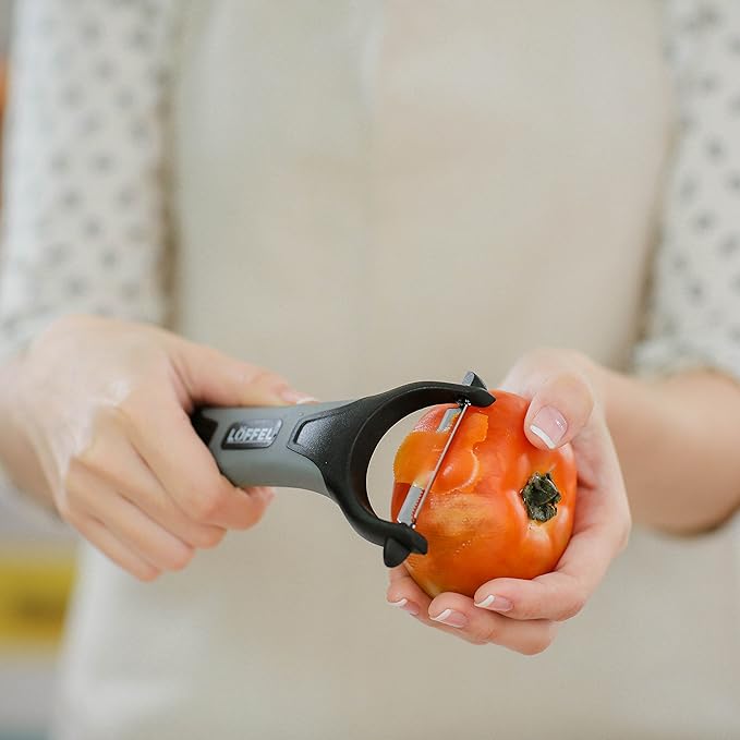 Peeler for Potato Vegetable Orange - Heavy Duty Double Sided Dual Purpose Non Slip Grip Apple Fruit Y Shaped with Ultra Sharp Stainless Steel Straight and Serrated Blades, Dishwasher Safe