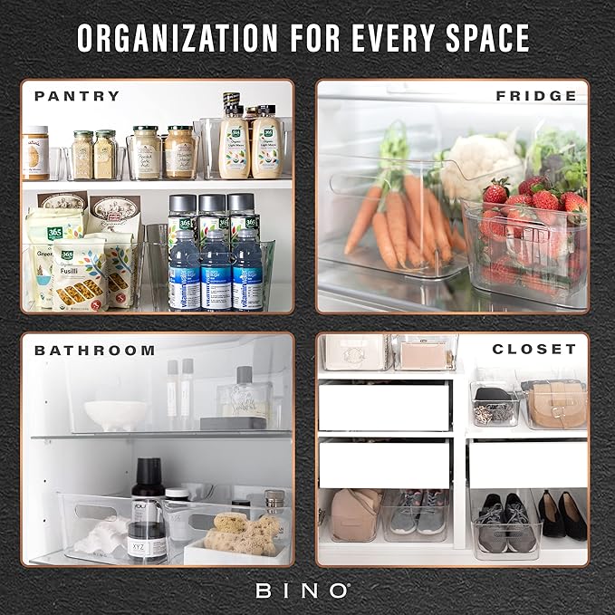 BINO | The SOHO Collection Plastic Storage Bins, X-Small - 2 Pack, Clear | Pantry and Fridge Organizer Containers, Kitchen Cabinet and Medicine Cabinet Bins