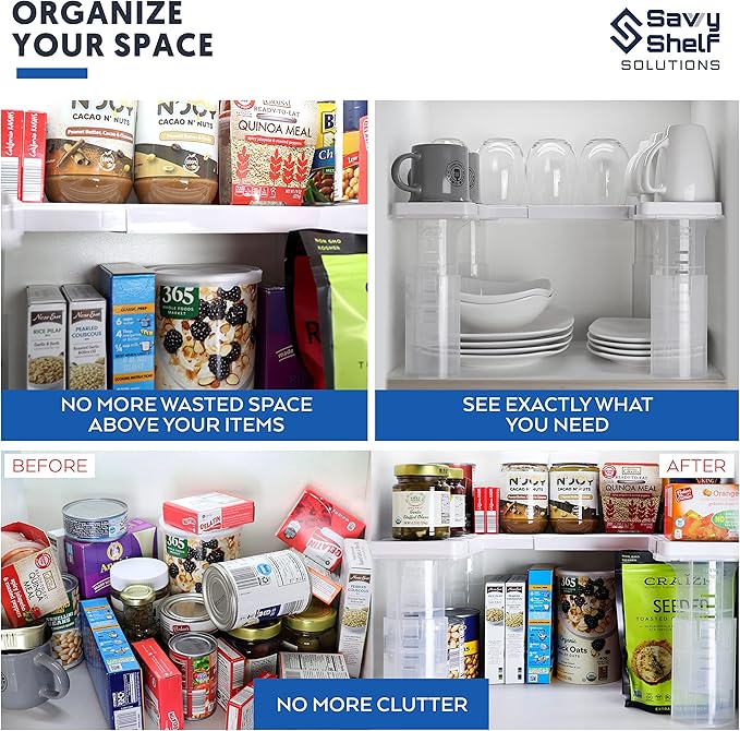 Savvy Shelf Adjustable Pantry & Can Storage Organizer - Kitchen Cabinet - Pantry Organization & Storage Can Organizer for Cupboard