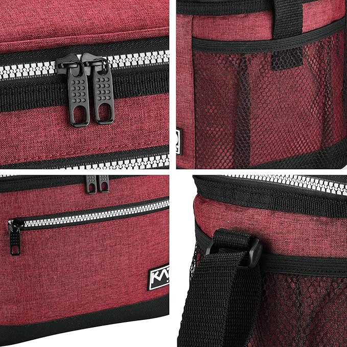 Tirrinia Insulated Lunch Box for Men/Women, Leakproof Lunch Bag for School Work, Large Lunch Tote Kids Boys Girls Student Back to School, Soft Cooler Office Picnic Beach Camping for Adults,Red