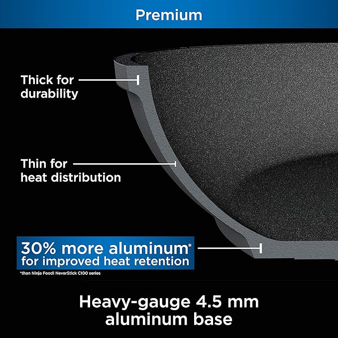 Ninja Foodi NeverStick Professional Hard-Anodized 4-Quart Sauté Pan with Glass Lid, Nonstick, Durable & Oven Safe to 500°F, Salt Grey, C30140