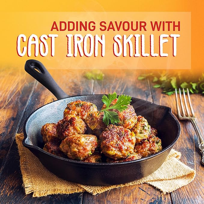 NutriChef 3pc Cast Iron Skillet Set - Nonstick Pans with Drip Spout, Silicone Handles, For All Cooktops