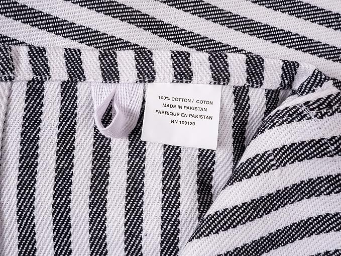 KAF Home Premium Kitchen Towels (18" x 28"), Large 100% Cotton, Flat & Terry Absorbent Dish Towel Set (Black, 18 x 28-6 Pack)