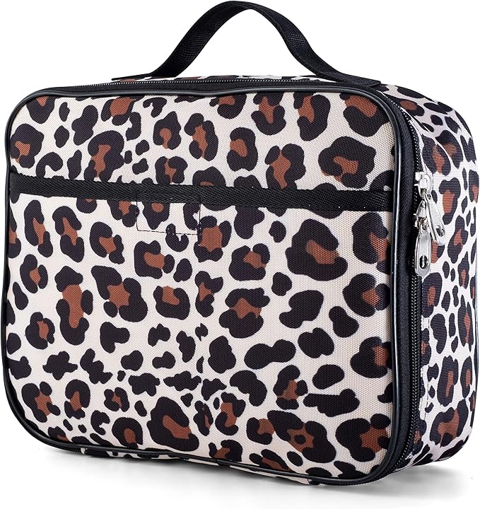 Fenrici Cheetah Kids Lunch Box for Girls, Teens Insulated Lunch Bag, Soft Sided Compartments, Spacious, BPA Free, Food Safe, 10.8in x 8.5in x 2.8in (Cheetah Print)