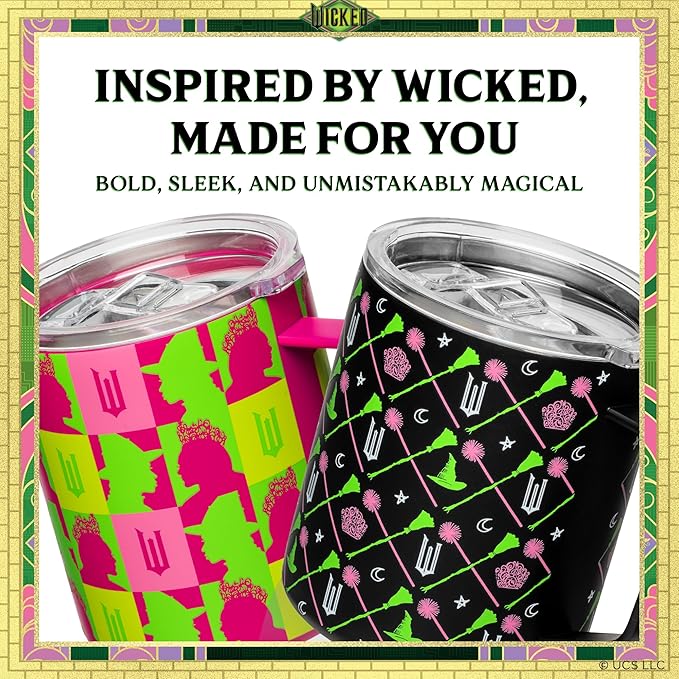 Dragon Glassware x Wicked 12 oz Stainless Steel Camp Mug with Lid - Insulated Camping Mug for Coffee, Tea, Matcha, Hot Beverages - Pink