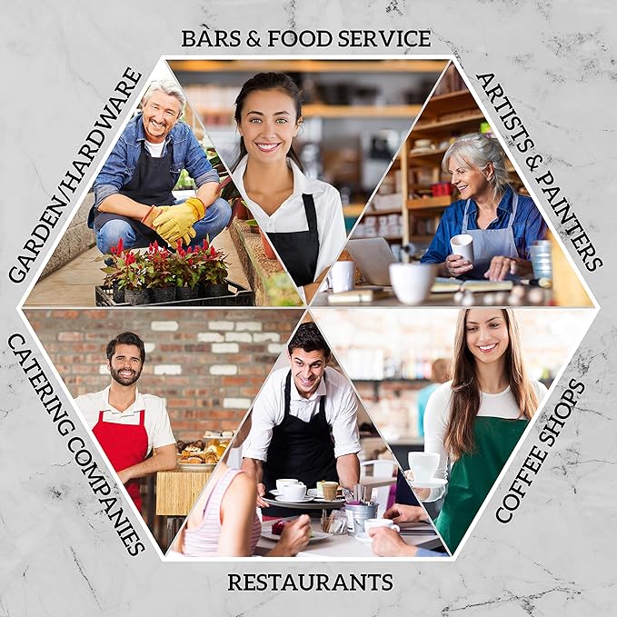 GREEN LIFESTYLE 12 Pack Bib Apron - Unisex Red Aprons, Machine Washable Aprons for Men and Women, Kitchen Cooking BBQ Aprons Bulk (Pack of 12, No Pockets, Red)