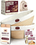 Superbaking Banneton Bread Proofing Basket Set of 2, 9" Splinter-Free Round Rattan Bread Basket with Liners, Sourdough Starter Kit, Sourdough Bread Baking Supplies & Sourdough Kit, Bread Making Tools