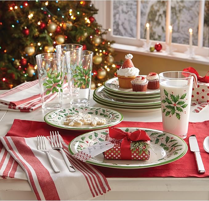 Lenox 863669 Holiday 4-Piece Melamine Dinner Plate Set, Christmas Dinnerware, Hosting (Pack of 4)