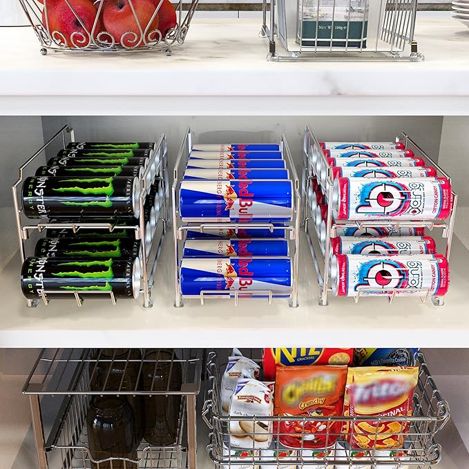 Simple Houseware 2PK Front Loading Tall skinny Can Dispenser, Chrome