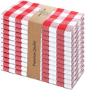 Urban Villa Cloth Dinner Napkins Set of 12 100% Cotton Red White Checks Highly Absorbent Washable Reusable Durable Ideal for Home Farmhouse Party Wedding Everyday Use