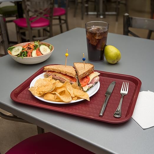 Carlisle FoodService Products CT121661 Café Standard Cafeteria / Fast Food Tray, 12" x 16", Burgundy