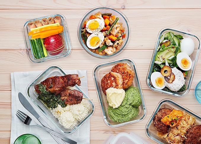 30 Pieces Glass Food Storage Containers with Upgraded Snap Locking Lids,Glass Meal Prep Containers Set - Airtight Lunch Containers, Microwave, Oven, Freezer and Dishwasher Friendly (White)