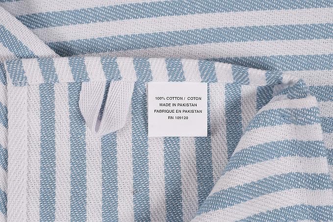 KAF Home Premium Kitchen Towels (18" x 28"), Large 100% Cotton, Flat & Terry Absorbent Dish Towel Set (Faded Denim, 18 x 28-6 Pack)