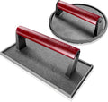 Cast Iron Bacon Press 7" Round & Rectangle 8"x4" Cast Iron Grill Press - Meat Press for Bacon, Steak, Burgers and Sandwiches - Non-Stick Griddle Press with Cool-Touch Wood Handle
