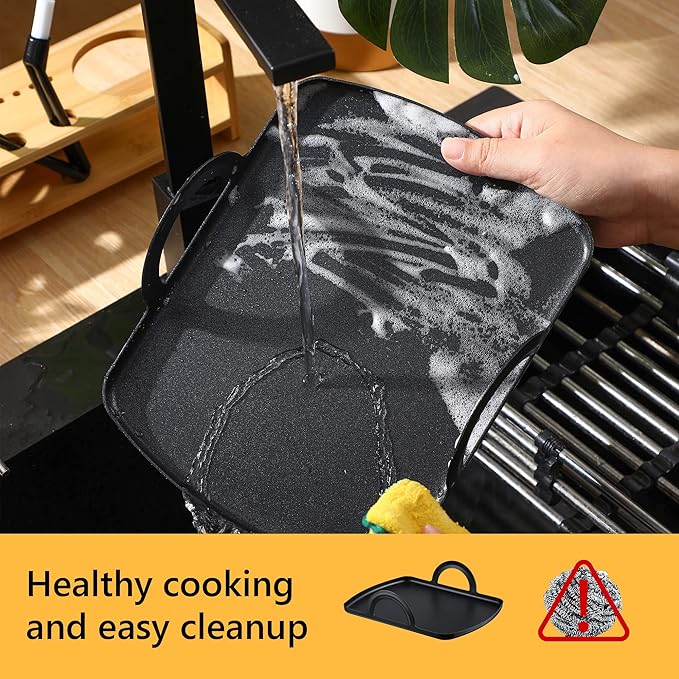 Feekoon Griddle Plate Compatible with Ninja Foodi Grill with Air Fryer (Compatible with Model AG300 AG300C AG301 AG301C AG302 AG400 IG301A), Durable Aluminum Griddle, Multifunctional Oven Grill Plate