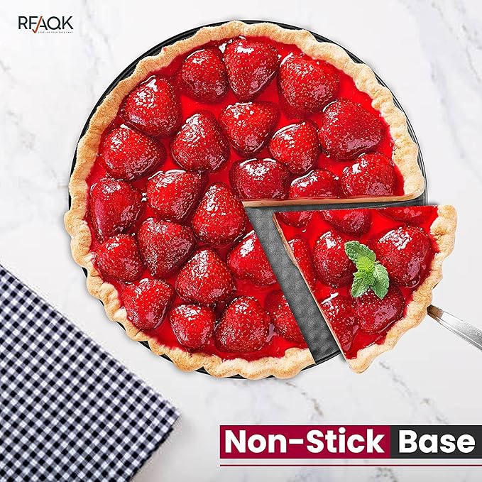 RFAQK 10 Inch Nonstick Springform Pan with Removable Bottom - LeakProof Cheesecake Pans with 30PCs Parchment Papers & Bonus Recipe e-Book - Perfect Baking Every Time