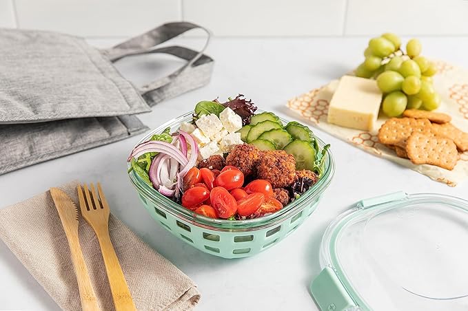 Ello Duraglass Meal Prep Lunch Bowl Container, 5 cup- Glass Food Storage Container with Silicone Sleeve and Airtight BPA-Free Plastic Lid, Dishwasher, Microwave, and Freezer Safe